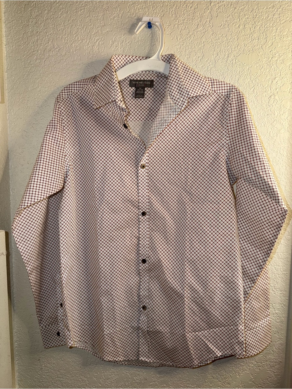 Van Heusen White Grid Pattern - Kids Button Down